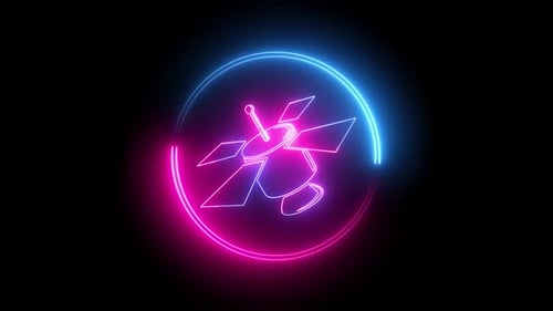 Neon Glowing Satellite Icon Loop Animation