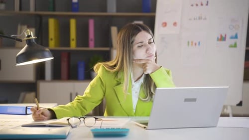 Young Woman Working at Desk on Laptop