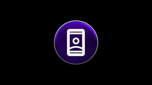 3D Spinning Smartphone Icon in Purple Circle