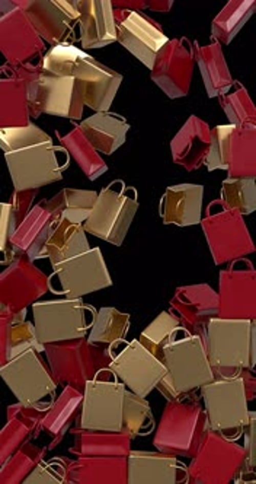 3D Shopping Bags Transition Overlay Alpha Channel 4K