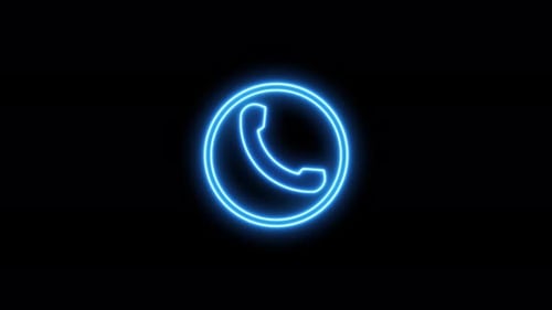 Animated Blue Neon Phone Call Icon Loop