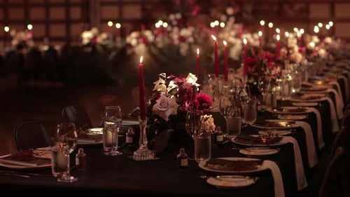 Elegant Wedding Reception Long Table Candlelit Decor