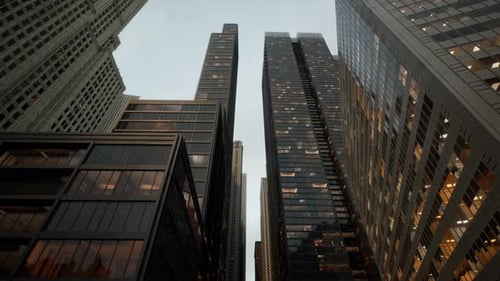Bottom View of Modern Skyscraper in Business District