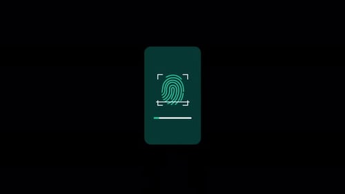 Flat Design Fingerprint Scan Animation for Biometric Security