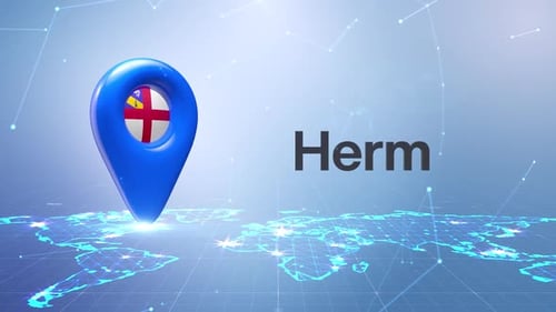 Animated 3D Location Pin with Global Network Map Background