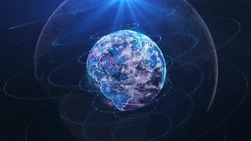 Futuristic Digital Earth Globe with Connecting Lines
