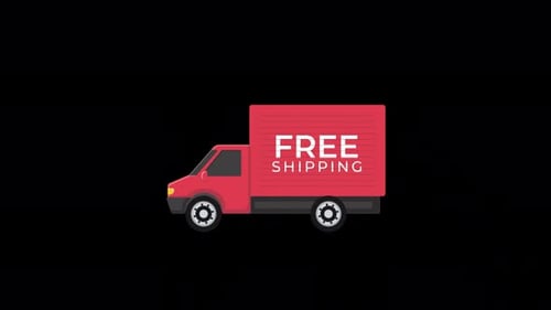 Animated Flat Design Delivery Truck with Free Shipping Text