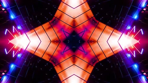 Futuristic Abstract Neon Light Kaleidoscope Background Loop