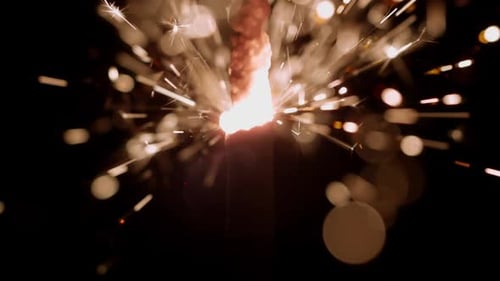 Sparkler Firework Stick Burning In The Dark