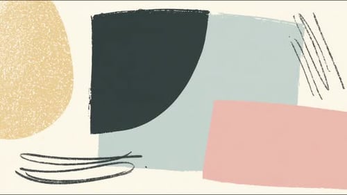 Abstract pastel geometric shapes moving full screen background seamless loop hand drawn digital anim