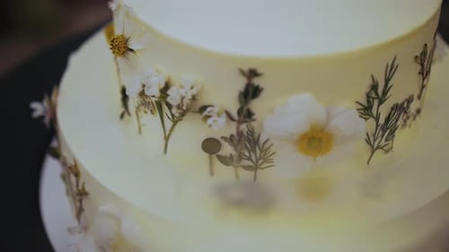 Beautiful Wedding Cake Decorated with Flowers
