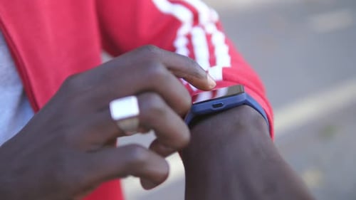 Close-Up of Smart Watch Interaction