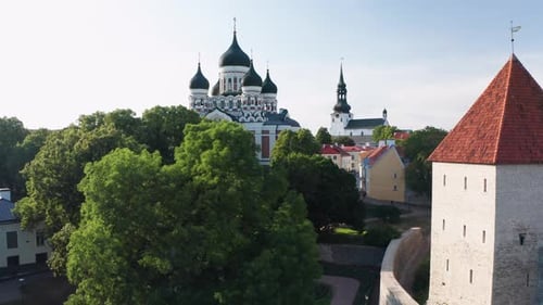Aerial Views Of Tallinn’s Historic Architecture And Alexander Nevsky Cathedral