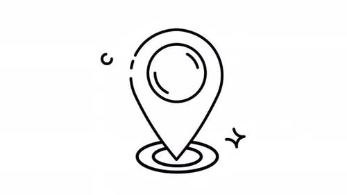 Animated Laundry a vibrant location pin with a circle line art.