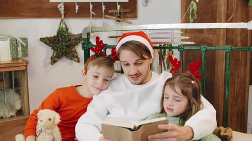 Christmas Story Time with Father and Children