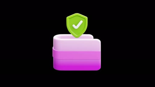 Secure Digital Wallet Protection 3d Icon Animation