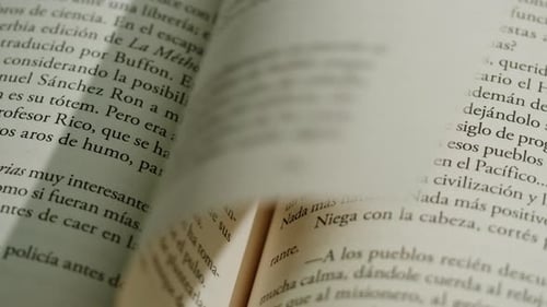 Close Up of Open Book Pages with Text