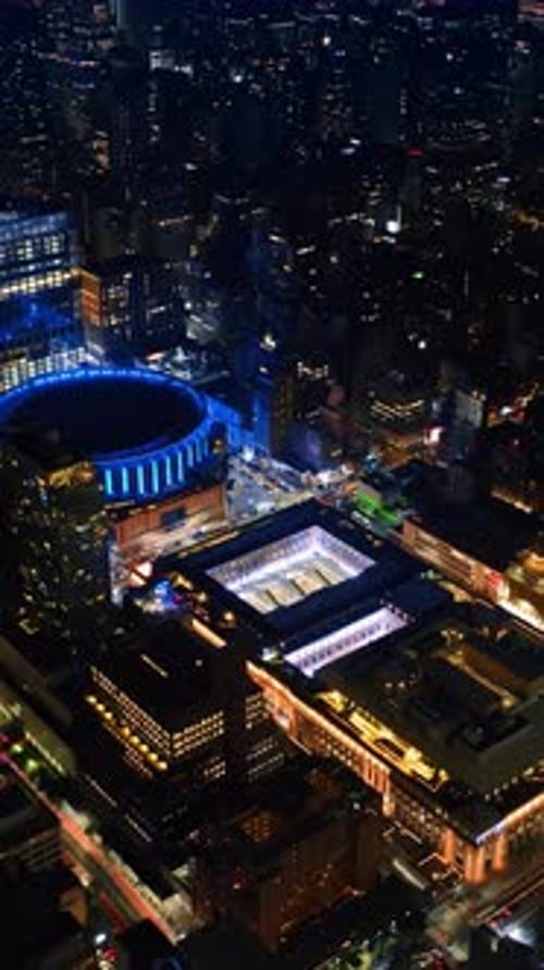 Downcast footage above breath-taking New York at night.