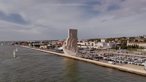 Lisbon Riverside Cityscape Aerial View Historic Urban Landscape Lisbon