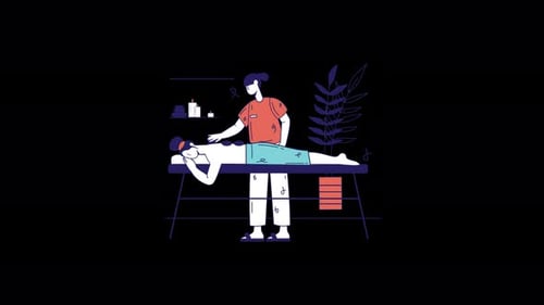 A massage therapy session with a therapist and a client