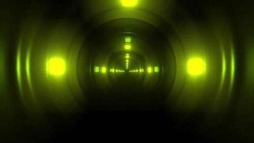 Neon tunnel journey, futuristic glowing lights, abstract digital movement