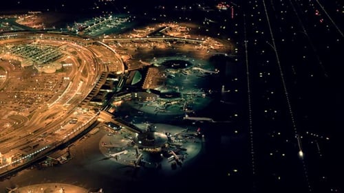 Aviation Industry Air Travel Business Scene of Airplanes Landing at Airport