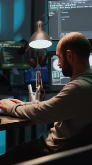 Vertical Video Smiling Coder Feeling Content About Programming ...