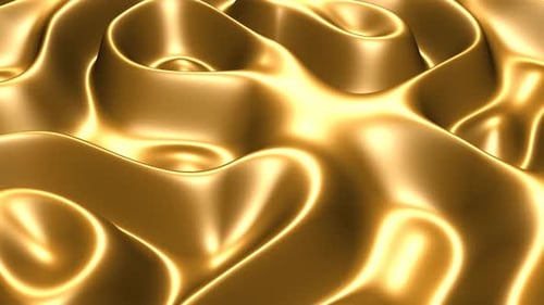 Abstract Golden Liquid Waves Motion Background Loop