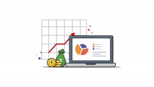 Business Data Analysis and Financial Growth on Laptop