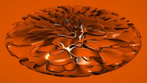 Dynamic Fluid Abstract Orange Metallic Shape Background Animation