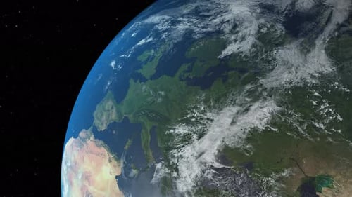 Mapa de Alemania, que se amplía desde el espacio a través de un globo terráqueo animado real con una foto en 4K, con una vista panorámica