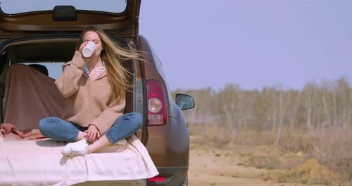 Coffee Break During a Long Road By Car