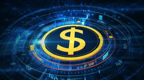 Futuristic Digital Dollar Sign Reveal Animation