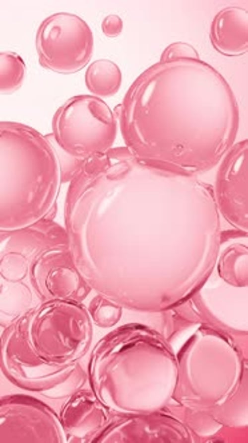 Transparent pink liquid bubbles background