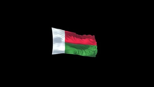 Realistic Animated Madagascar National Flag Waving Loop