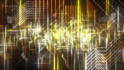 Futuristic Golden Digital Circuit Board Technology Animation