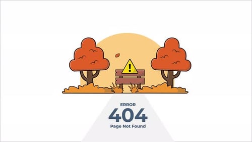 Animated Error 404 Page with Flat Design Autumn Nature Scene