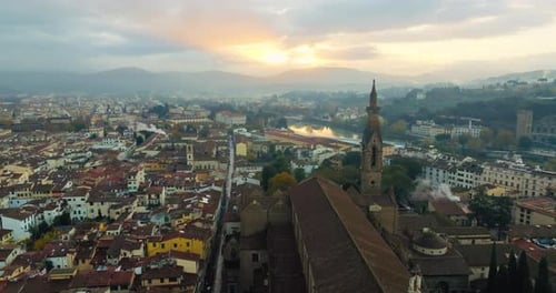 Aerial View of Florence at Golden Sunrise