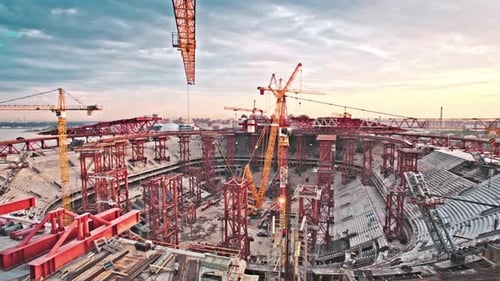 Construction of football stadium