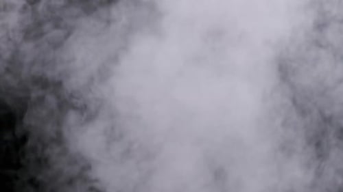 Realistic Smoke or Vapor Clouds Rise Up on Black Background in Slow Motion
