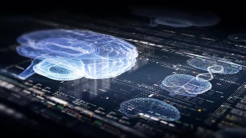 Futuristic Human Brain Digital Data Network Interface