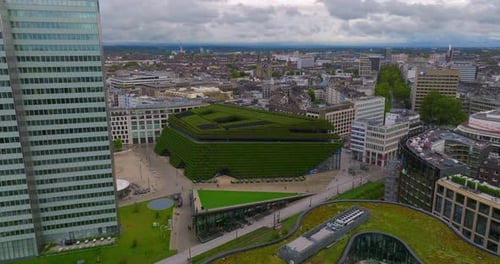 Establishing Aerial Shot Revealing the Largest Green Facade in Europe a Green Building Envelope to