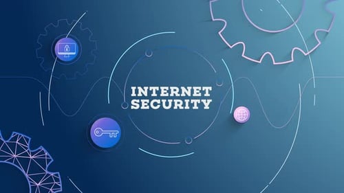Animated Internet Security Concept with Moving Gears and Icons