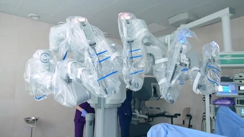 Robotic Surgery Machine in Modern Hospital Room