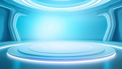 Futuristic Blue Cyber Stage with Glowing Platform Animation
