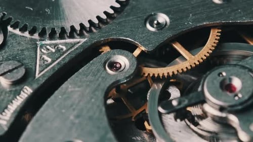 Mechanism of Vintage Stopwatch CloseUp