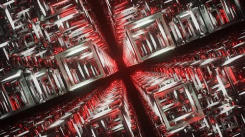 Hellgrauer und roter leerer kubischer Hintergrund Vj Loop in HD