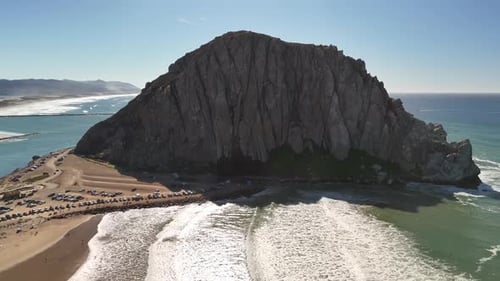 Slow Drone Drift away from Morro Bay rock and Estuary Channels