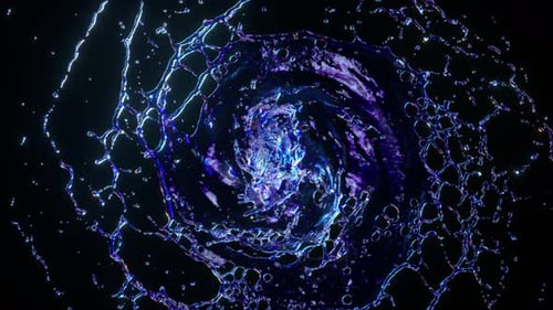 A Dynamic Water Vortex Illuminated By Neon Lights Creating an Abstract and Colorful Pattern Against