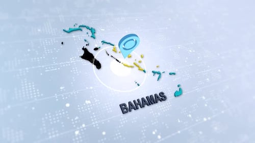 3D Animated Map of Bahamas with Location Pin
